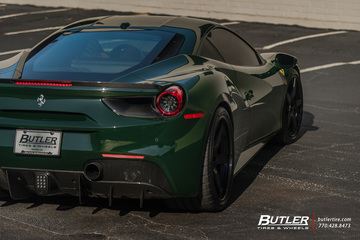 Lowered Verde Abetone Novitec Ferrari 488 GTB on HRE RS105 Wheels and Pirelli Tires  