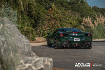 Lowered Verde Abetone Novitec Ferrari 488 GTB on HRE RS105 Wheels and Pirelli Tires  