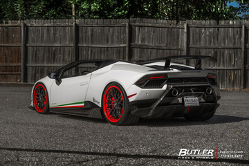 Lowered Lamborghini Huracan Performante Spyder on Custom AG Luxury AGL43 Wheels and 1016 Forged Carbon Aero