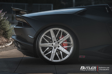 Lowered 1016 Industries Lamborghini Huracan Spyders on custom 21in Savini SV88D Wheels