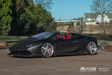 Lowered 1016 Industries Lamborghini Huracan Spyders on custom 21in Savini SV88D Wheels