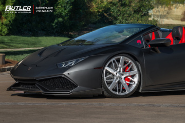 Lowered 1016 Industries Lamborghini Huracan Spyders on custom 21in Savini SV88D Wheels