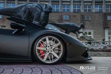 Lowered 1016 Industries Lamborghini Huracan Spyders on custom 21in Savini SV88D Wheels