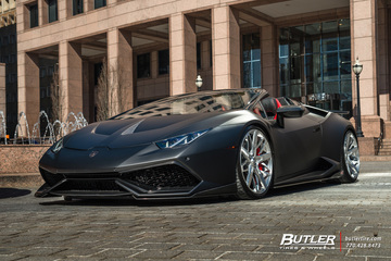 Lowered 1016 Industries Lamborghini Huracan Spyders on custom 21in Savini SV88D Wheels