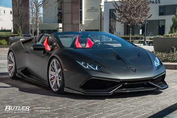 Lowered 1016 Industries Lamborghini Huracan Spyders on custom 21in Savini SV88D Wheels