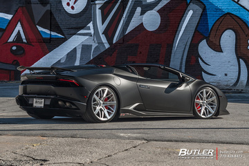 Lowered 1016 Industries Lamborghini Huracan Spyders on custom 21in Savini SV88D Wheels