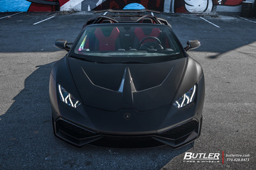 Lowered 1016 Industries Lamborghini Huracan Spyders on custom 21in Savini SV88D Wheels