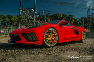2021 Chevy C8 Corvette Lowered on custom Vossen S21-01 3-Piece Wheels