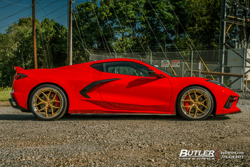 2021 Chevy C8 Corvette Lowered on custom Vossen S21-01 3-Piece Wheels