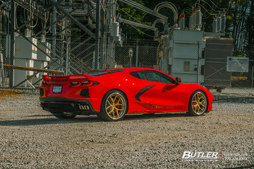 2021 Chevy C8 Corvette Lowered on custom Vossen S21-01 3-Piece Wheels
