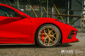 2021 Chevy C8 Corvette Lowered on custom Vossen S21-01 3-Piece Wheels
