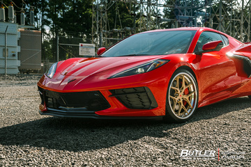 2021 Chevy C8 Corvette Lowered on custom Vossen S21-01 3-Piece Wheels