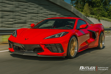 2021 Chevy C8 Corvette Lowered on custom Vossen S21-01 3-Piece Wheels