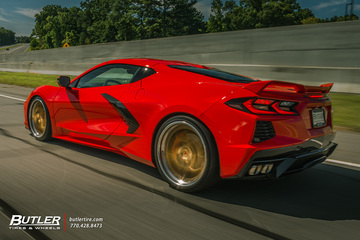 2021 Chevy C8 Corvette Lowered on custom Vossen S21-01 3-Piece Wheels