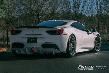 Lowered Ferrari 488 GTB on Custom 22in Vossen M-X1 Wheels