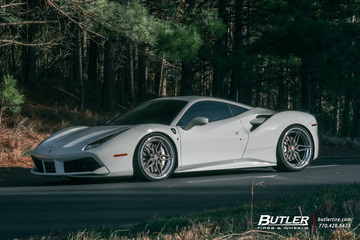 Lowered Ferrari 488 GTB on Custom 22in Vossen M-X1 Wheels