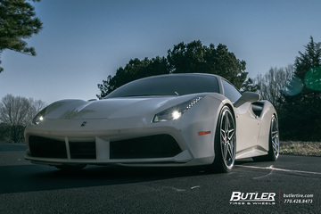 Lowered Ferrari 488 GTB on Custom 22in Vossen M-X1 Wheels