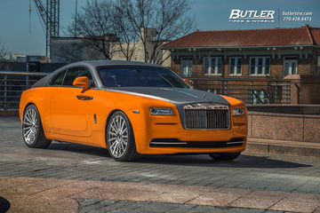 Hoss Orange Lowered Rolls Royce Wraith on 22in AG Luxury AGL20 Wheels